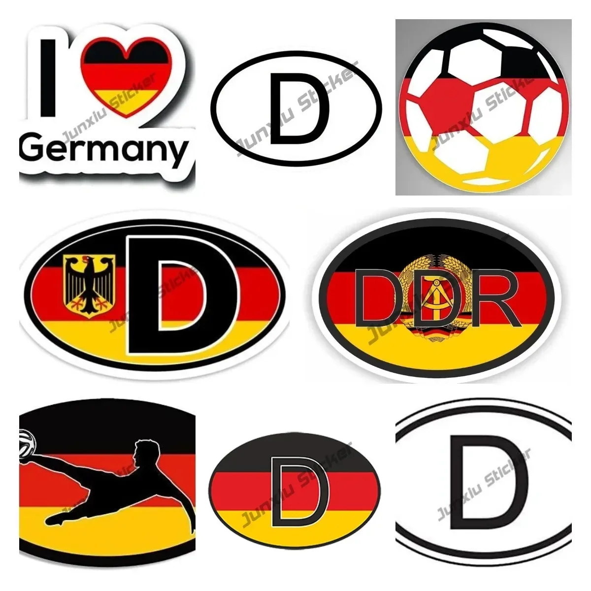 

Germany Flag Vinyl Sticker DDR/ D Germany Country Code Oval with German Flag football Car Decal Helmet Waterproof Accessories