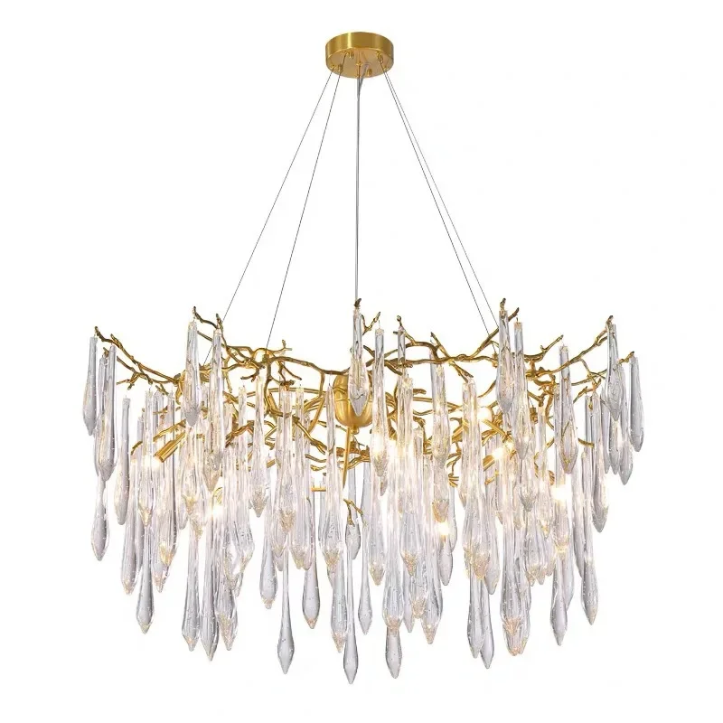 

Aluminum chandelier living room lamp atmospheric villa Portuguese creative personality post-modern light luxury crystal