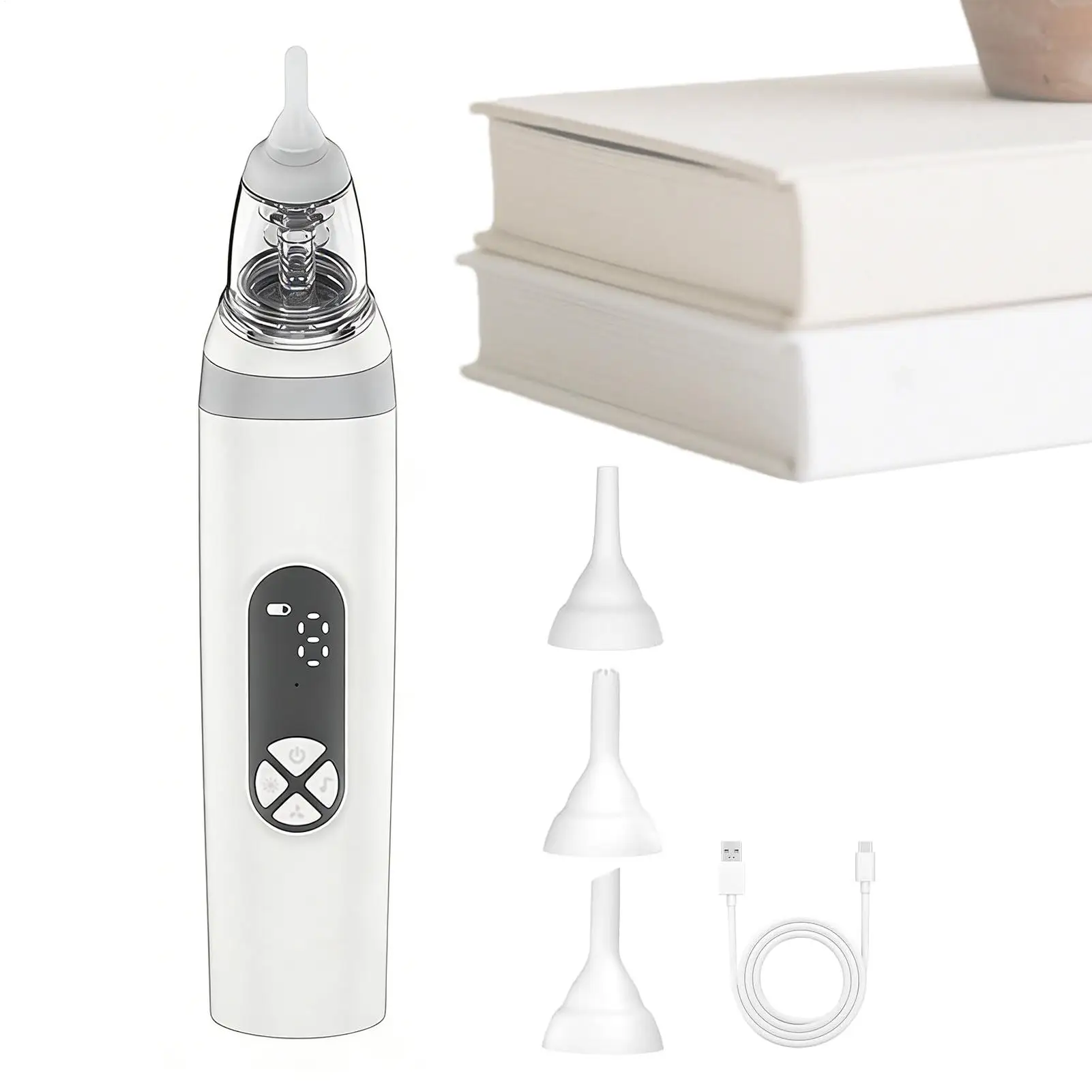 Nasal Aspirator for Baby Electric Nose Aspirator 3 Level Quiet Strong Suction Nose Sucker Cleaner with Music and 3 Silicone Tips