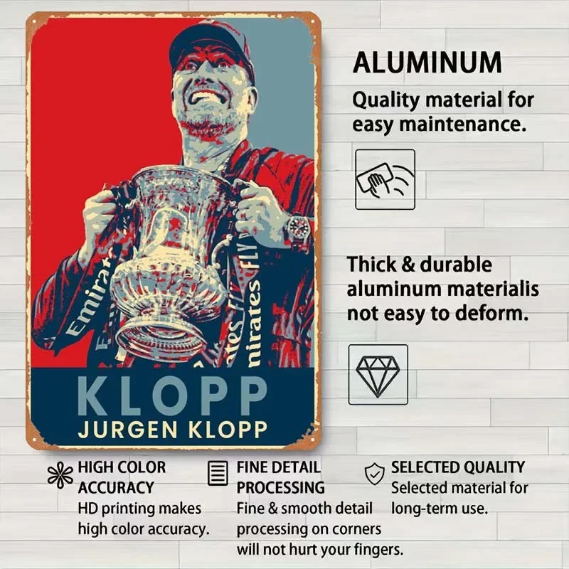 J KLOPP Sign Tinplate Man Cave Room Decor Vintage Metal Sign for Garage Gym Wall Decoration Coffee Bar Retro Home Decorations