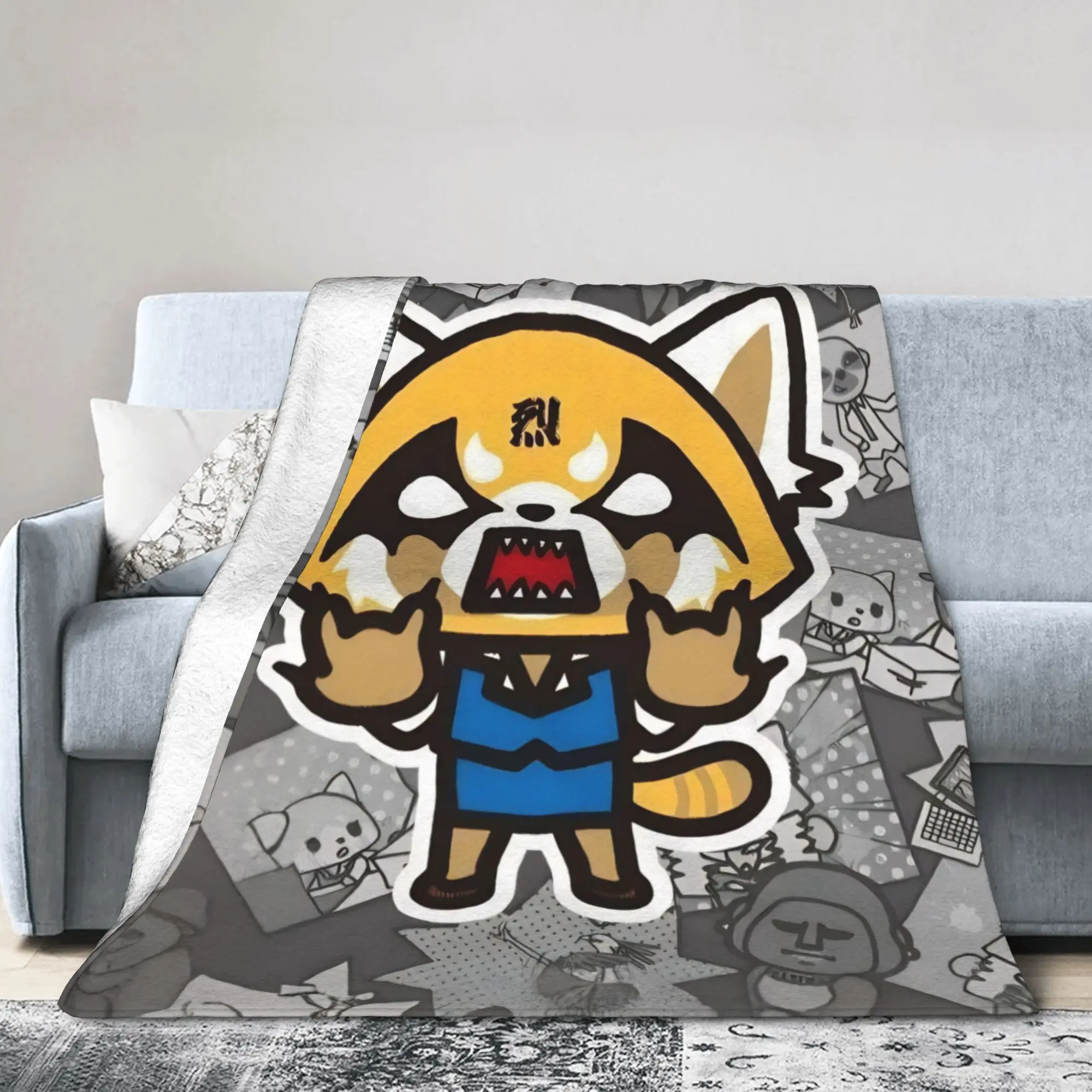 Aggretsuko Rage Knitted Blanket Retsuko Anime Flannel Throw Blanket Summer Air Conditioning Portable Soft Warm Bedspread