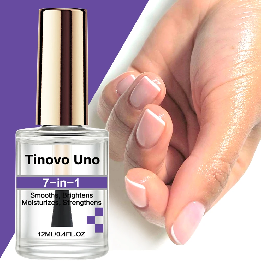 Tinovo Uno Nail Treatment Strengthener, Super Brilho Natural Seco, Suaviza, Acabamento Reparador, Acabamento Cuidado, 12ml, 7 em 1