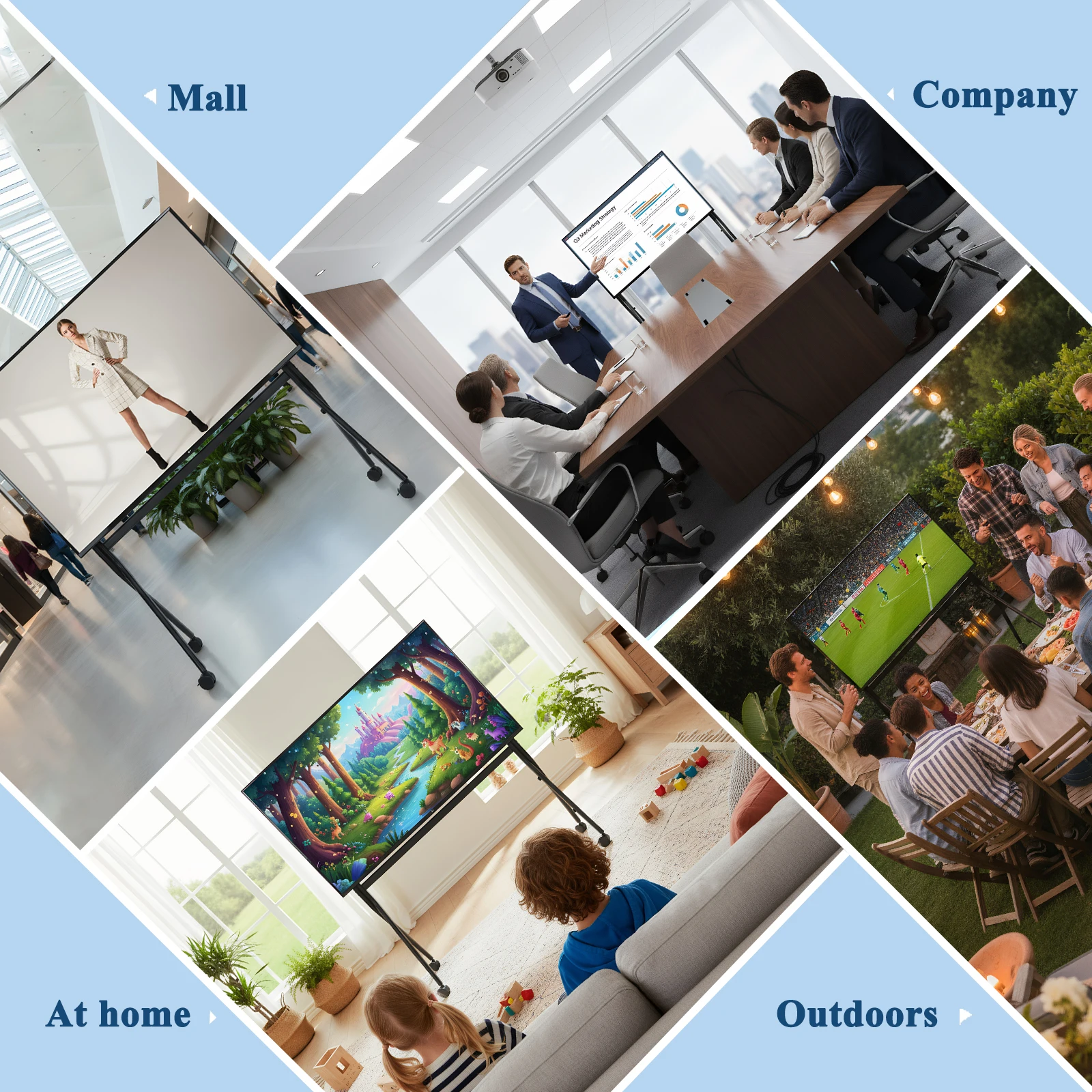 

Усиленная портативная напольная подставка для телевизоров с диагональю 86-110 дюймов, поворот на 360° ° Напольная подставка для телевизора с поворотным механизмом, максимальная нагрузка 485 фунтов/220 кг, с блокирующимися колесами