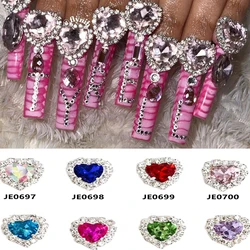 5Pcs Nail 3D Diamond Big Heart Crystal Charm Germ Rhinestones Studs 12X13mm Nail Art Decorations Manicure Necklace Craft Jewelry