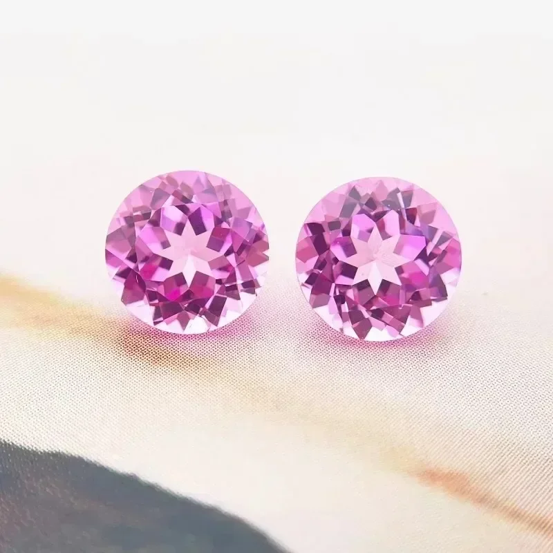 

New Top Quality Lab Grown Sapphire Round Shape Pink Color Charm Beads for Diy Jewelry Making Ring Selectable AGL Certificate