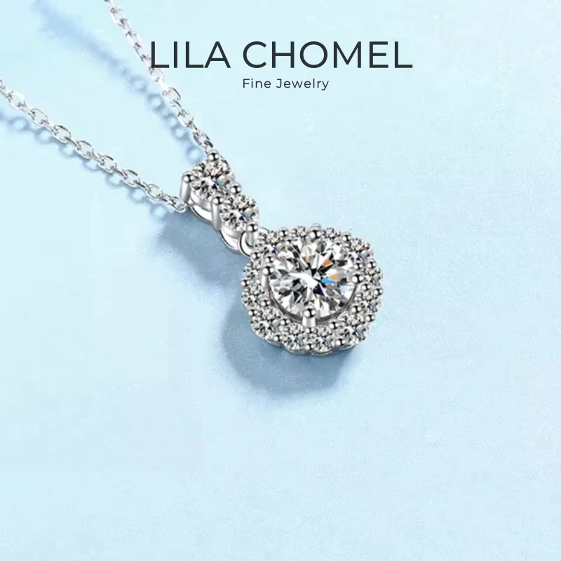 

Women Engagement 18K White Gold Wedding Necklaces 1CT Moissanite Diamond Pendant PT950 Platinum Girl Birthday Gift Fine Jewelry