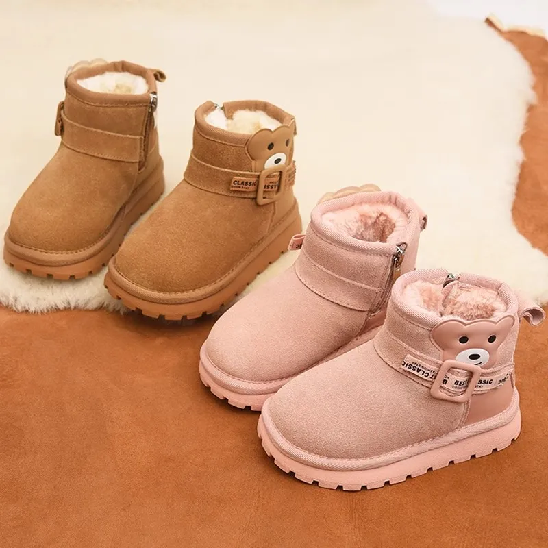 Bonito dos desenhos animados das crianças botas de inverno para a menina versátil quente meninos causal moda botas de neve tendência novas crianças engrossado botas de pelúcia