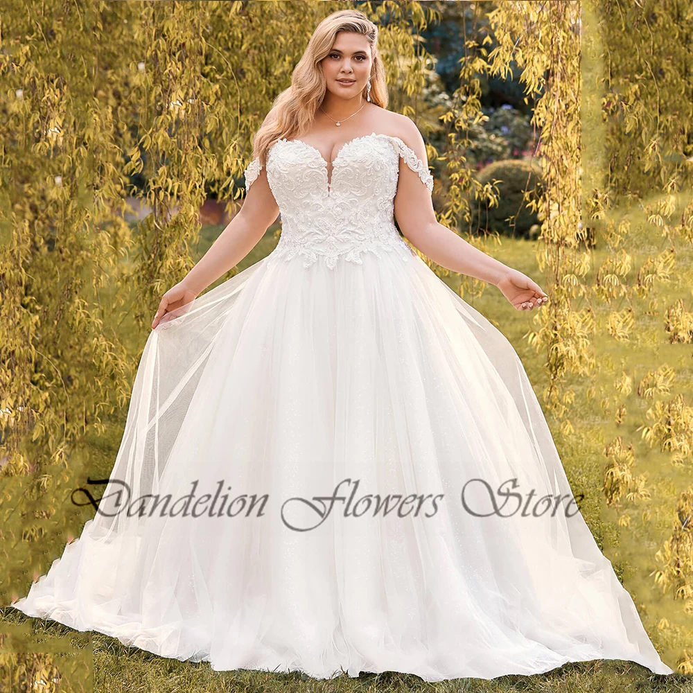 Pastrol 웨딩 드레스 Tulle Sweetheart 오프 숄더 신부 가운 레이스 아플리케 A 라인 Vestidos De Novia Tallas Grandes Mujer