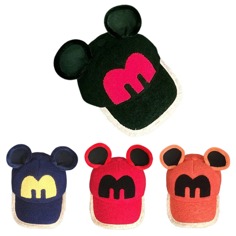 

Disney Mickey Mouse Baseball Cap Autumn Winter Baby Plush Warm Hats Girl Boys Cartoon Anime Snapback Caps Cute Sunshade Hat Gift