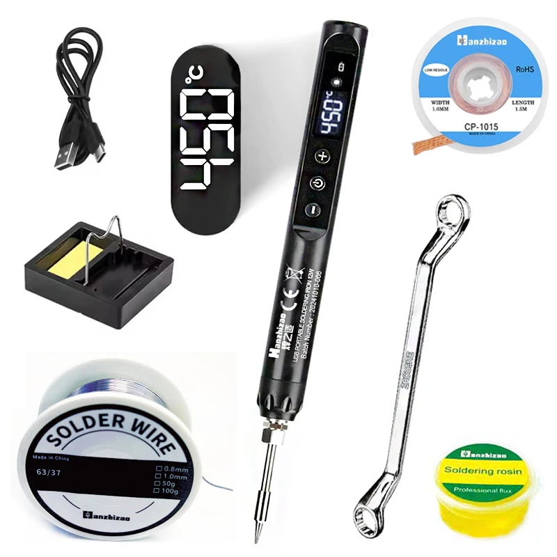 

5 В 8 Вт TYPE-C USB электрический паяльник с регулируемой температурой, цифровой дисплей, сварочные инструменты для ремонта с насадками для припоя, олова
