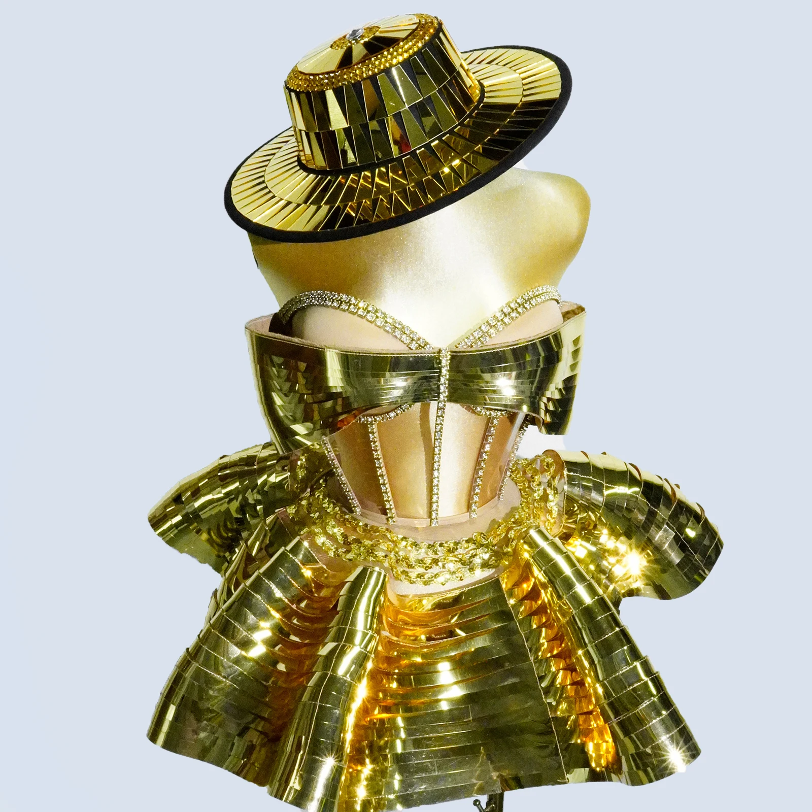 فستان مرآة بأحجار الراين الذهبية المتألقة، زي سحب الملكة، حفلة مسائية، حفلة عيد ميلاد، ملهى ليلي، ملابس راقصة، ملابس المسرح