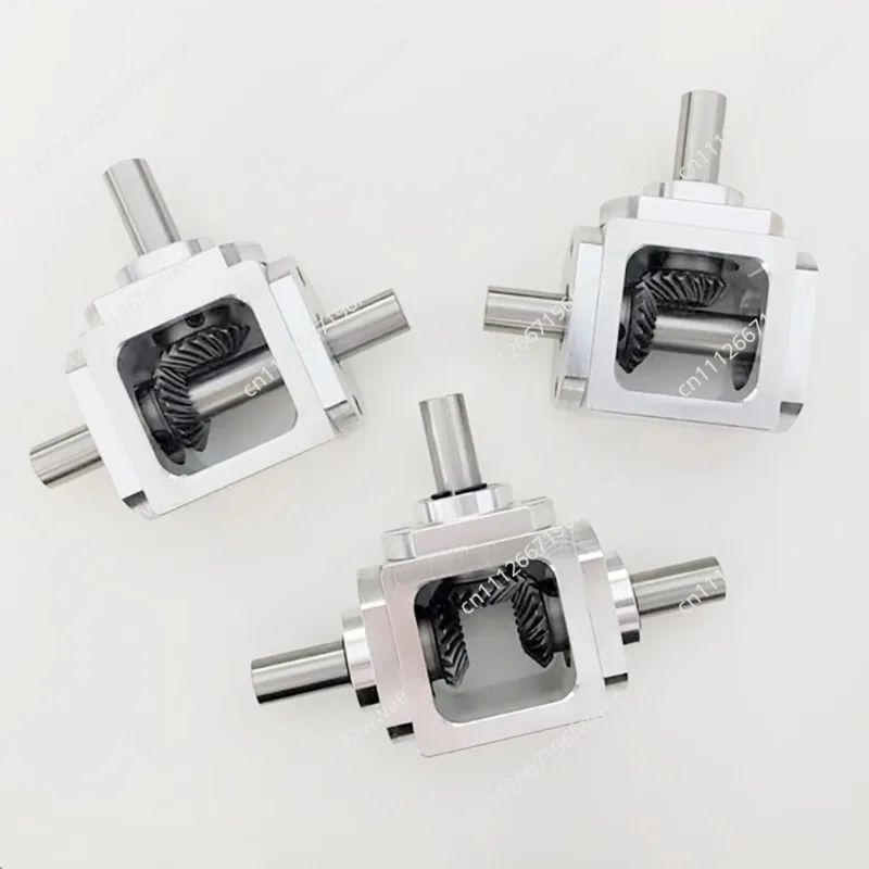 Compact 1:1 T-Type Cross Reversing Shaft Right-Angle Transmission Gearbox with 10mm Shaft - Bevel Gear Reducer