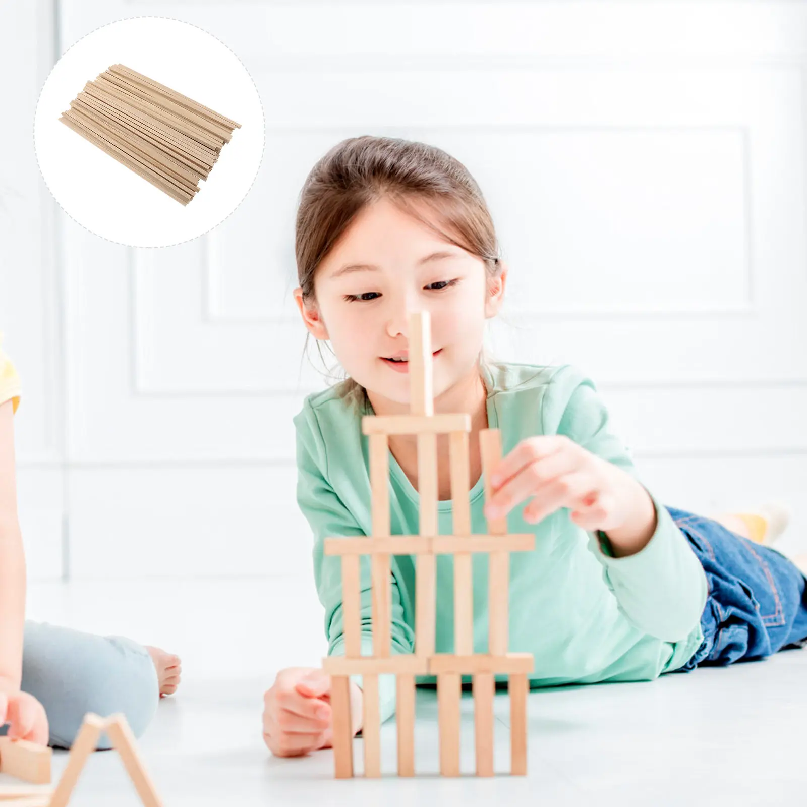 

50Pcs Premium Natural Wood Rods DIY Wooden Sticks for Handicraft Modeling Aircraft Building Craft Projects Wooden Craft DIY