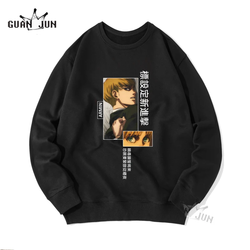 Fashion Harajuku Anime Attack on Titan Manga Hoodie Men Cartoon Armin Arlert Street Long Sleeve Tops Women Oversized Sweatshirts