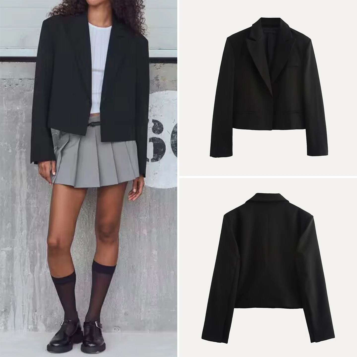 

Z Women's Faion ort Loose Suit Jaet Versatile Ele Sle Autumn Collection Long Sve Button Closure