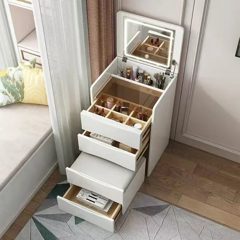 

Dressing Table Solid Wood Small Bedroom Vintage Simple Small Apartment Mini Flip Dresser Bedside Storage Cabinet Makeup Table