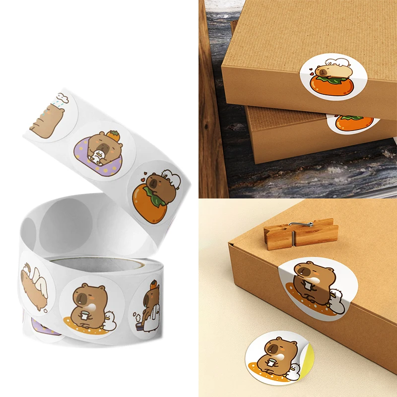 500pcs/Roll Capybara Sticker Graffiti Aesthetic Decorative Waterproof Cute Phone Diary Book Kids Luggage Laptop Cup Stickers Toy