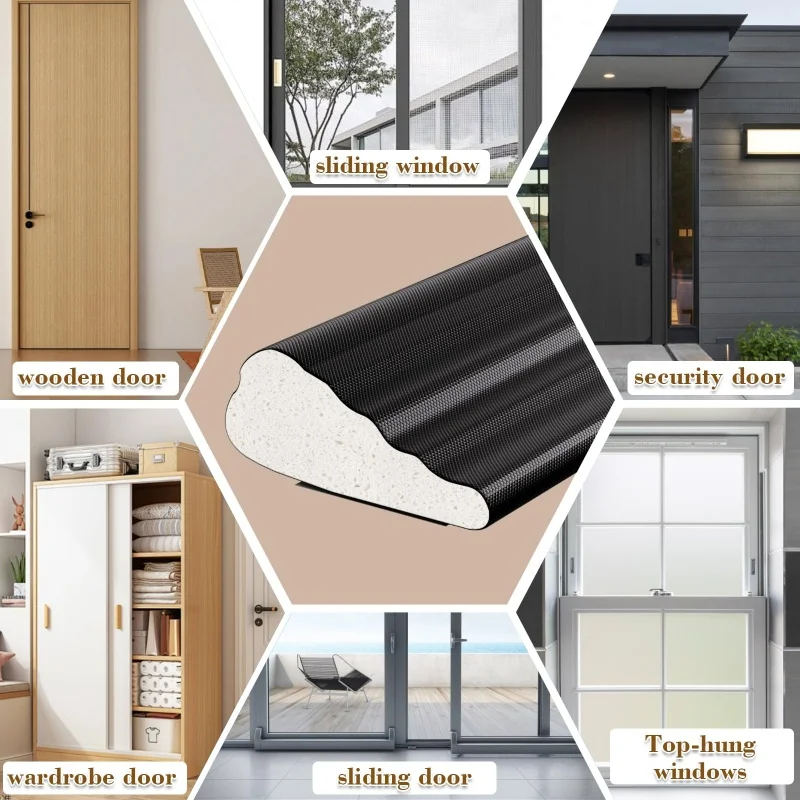 New 3M/6M Acoustic Insulation Foam Wedge Door Weather Stripping, Windows Seal Strip, Door Frame Gap Filler for 4.5-9mm Gaps Seal