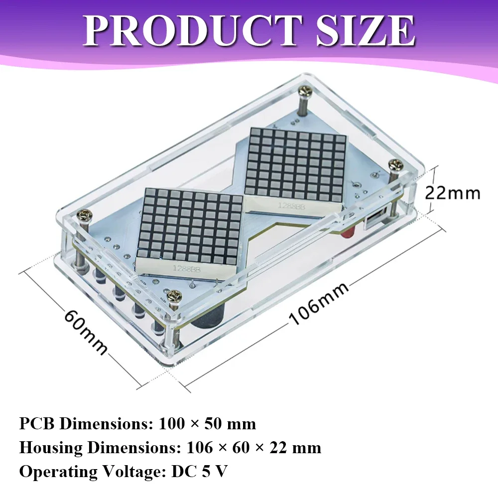 DIY LED Dot Matrix Electronic Kit Hourglass Gravity-Sensing Timer Electronic Soldering Practice Component DC5V