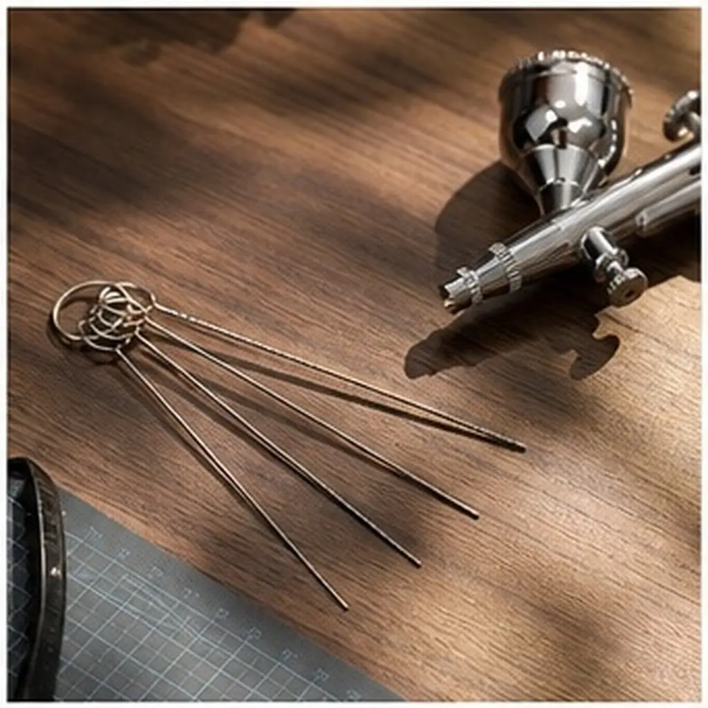 1Set Airbrush Cleaning Set Delicate Brush Head Design Easy Operation Rust-Free Needle Tools for Blocked Nozzle Clearing Airbrush