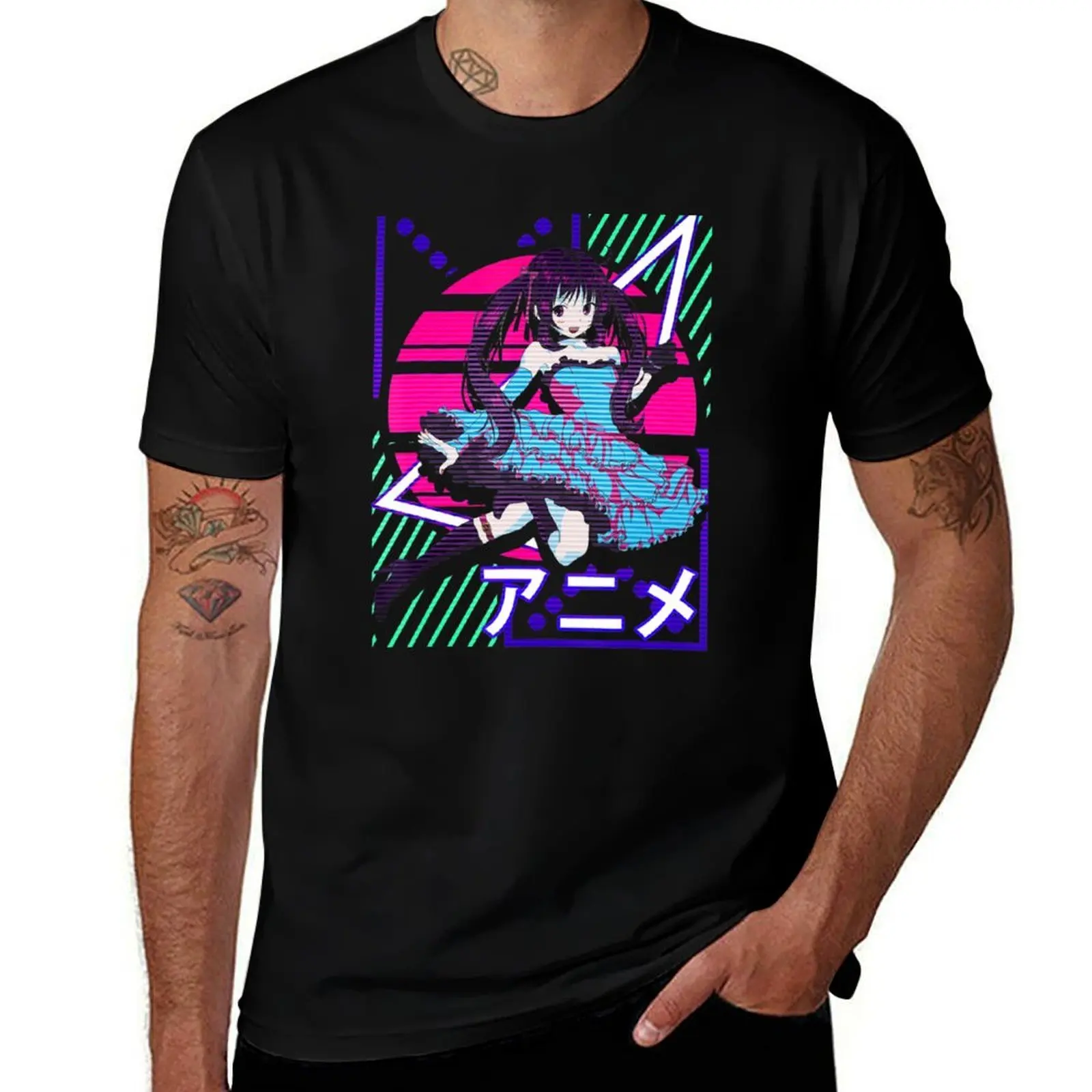 

Aesthetic Vaporwave Anime Girl EDM & Trance Dance Music T-Shirt man t shirt cotton high quality T-Shirt