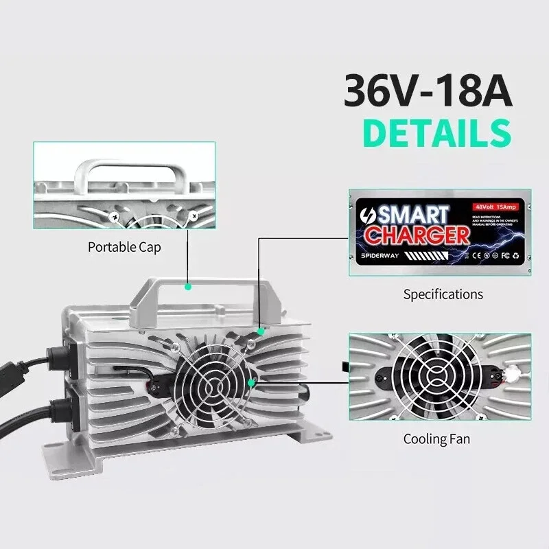 شاحن بطارية عربة الجولف 36 فولت 18 أمبير أندرسون رمادي SB50 لسيارة نادي EZGO Yamaha