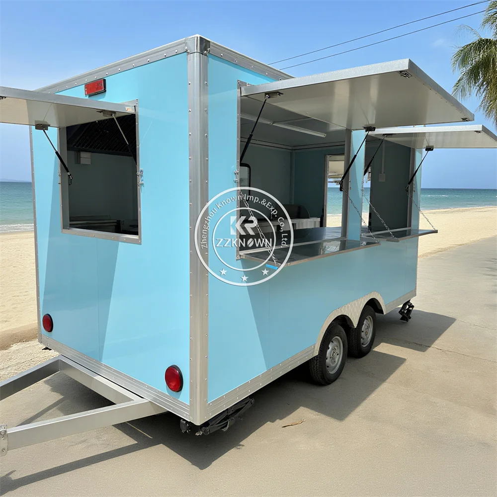 

Street Mobile Ice Cream Cart Concession Coffee Kiosk Hot Dog Pizza Cart Trailer Concession Food Truck With Full Kitchen