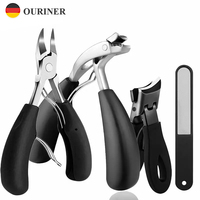 1/3/4PCS Don't Bend to Cut Toenail Stainless Steel Elbow Nail Clipper Large Opening Nail Clippers Set Nail Cutter Pedicure Tools