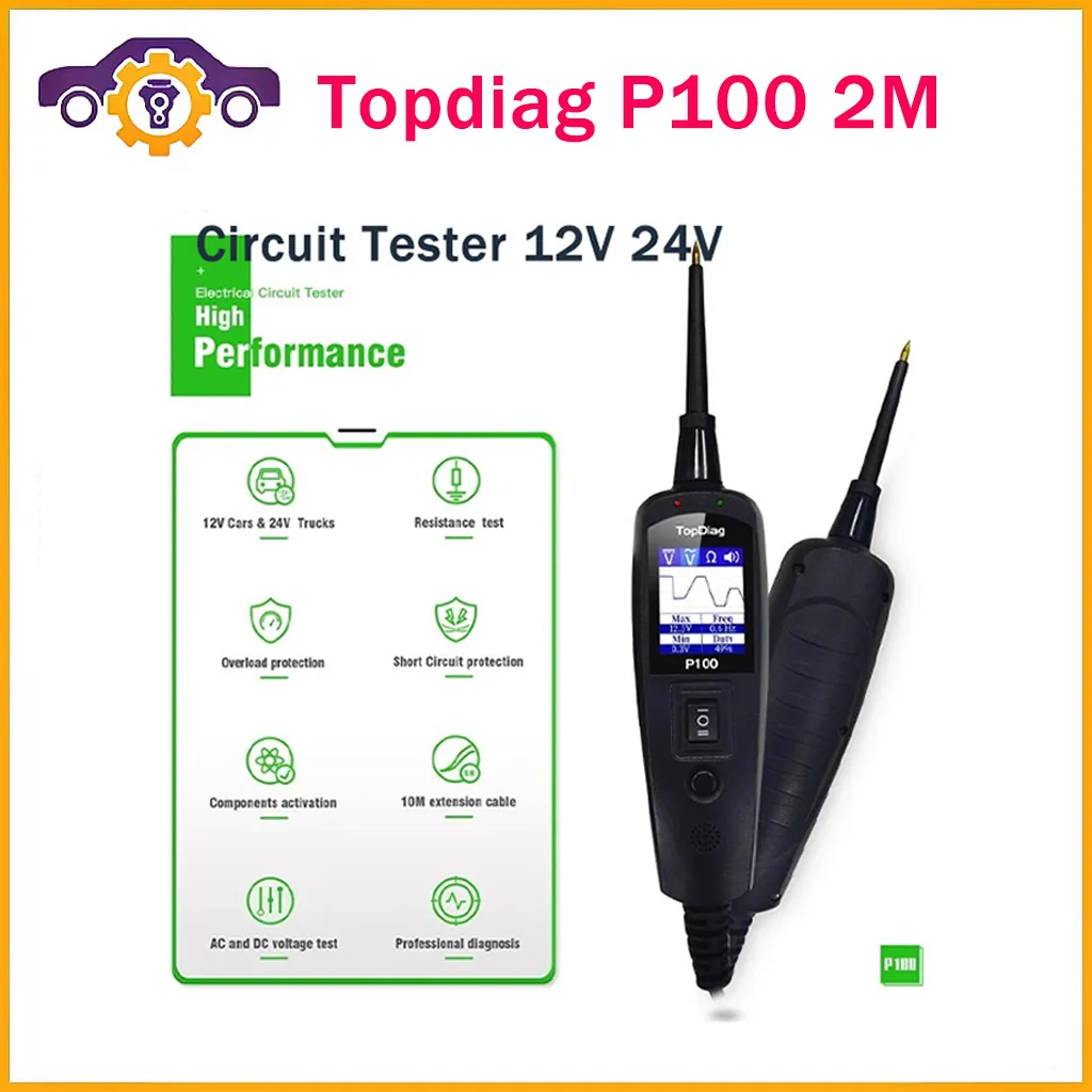 

TopDiag P100 Pro Scanner 12V 24V Car Truck Power Scan Electric Circuit Tester Probe Car Battery Tester Automotive Tool PK PS100