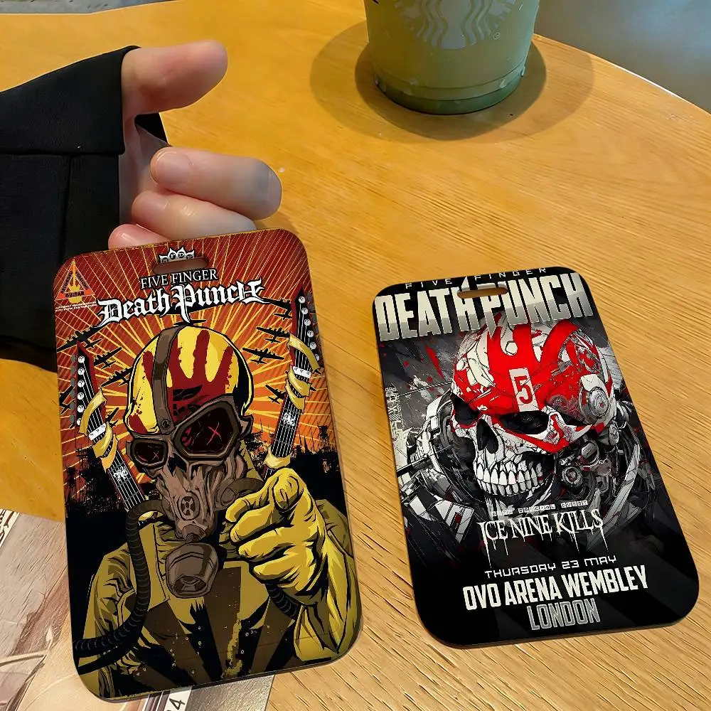 Band F-Five F-Finger Death Punch 1pc Credit Card Holders Bank Card Neck Strap Card Bus ID Holder Students Identity Badge With