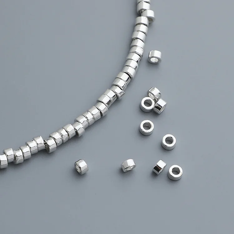 5pcs/Lot 925 Sterling Silver Glossy Small Wheel Beads 2.5/3.5mm Crystal/Pearls Bracelets Bangles Silver Spacer DIY Jewelry Gifts