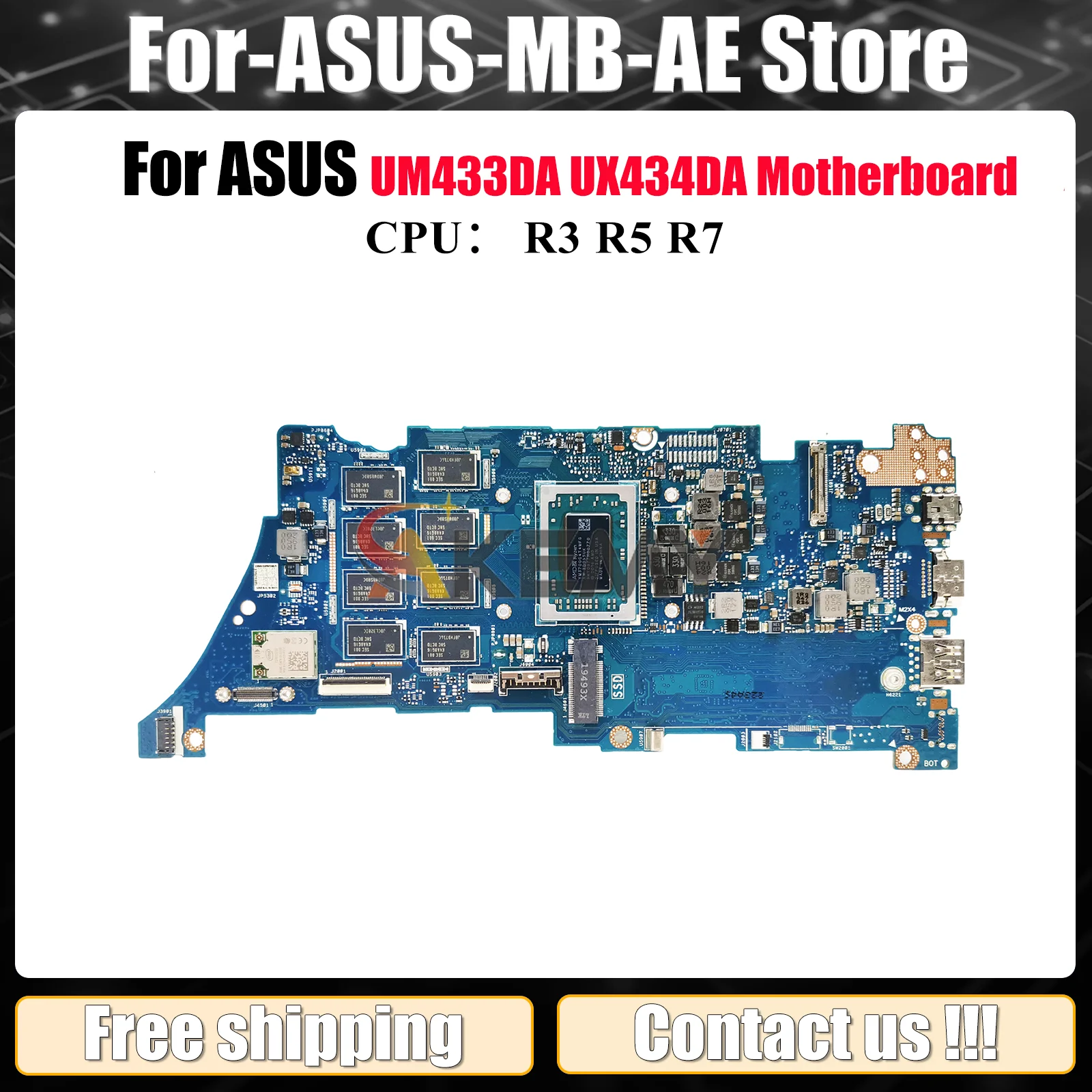 

UX434DA Материнская плата для ноутбука ASUS ZenBook UX434DA UM433DA UX434D Материнская плата для ноутбука с процессором R3 R5 R7 100% тестирование ОК быстрая доставка