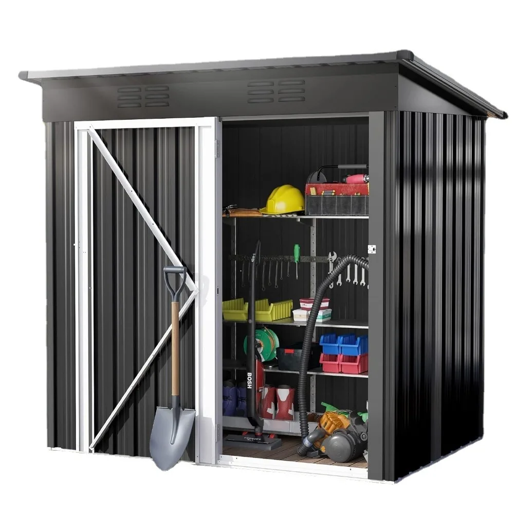 Imagem -06 - Heavy Duty Metal Storage Shed Casa de Armazenamento com Singe Porta com Fechadura Ventilação de ar para Jardim Cortador de Grama