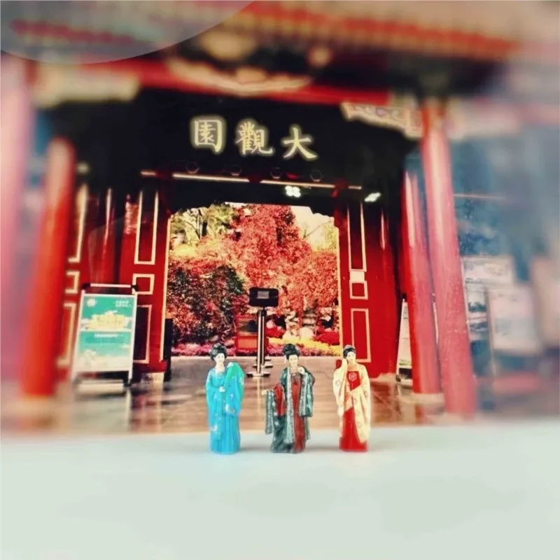 Ancient Style Beauty Lady Miniature Figurine Landscape Land Tank Miniature Landscape Bonsai Landscape Resin Mini Figurine ZI903