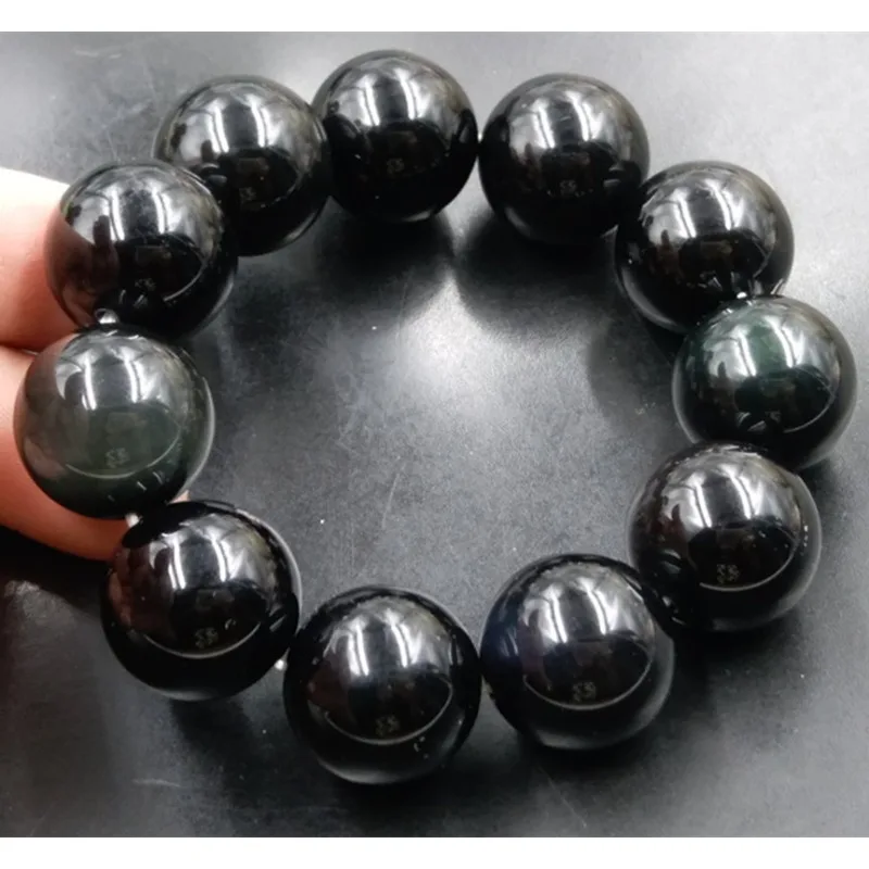 

20mm obsidian round bead bracelet man with stones men's jade bracelet natural stone bracelet man temperament
