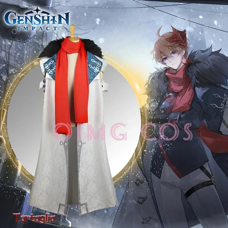 

Genshin Impact Tartaglia Cosplay Costume Uniform Wig Anime Halloween Costumes Game Fatui Harbinger New Skin Cloak