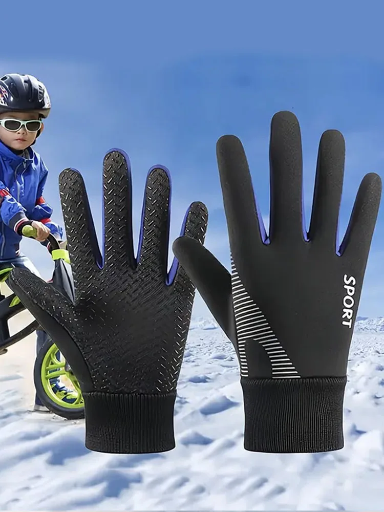 AliExpress GTUBIKE Children's Cycling Gloves Kids Warm Outdoor Skiing Sports Non Slip Full Finger Gloves Inner Velvet Elastic Wrist Gloves