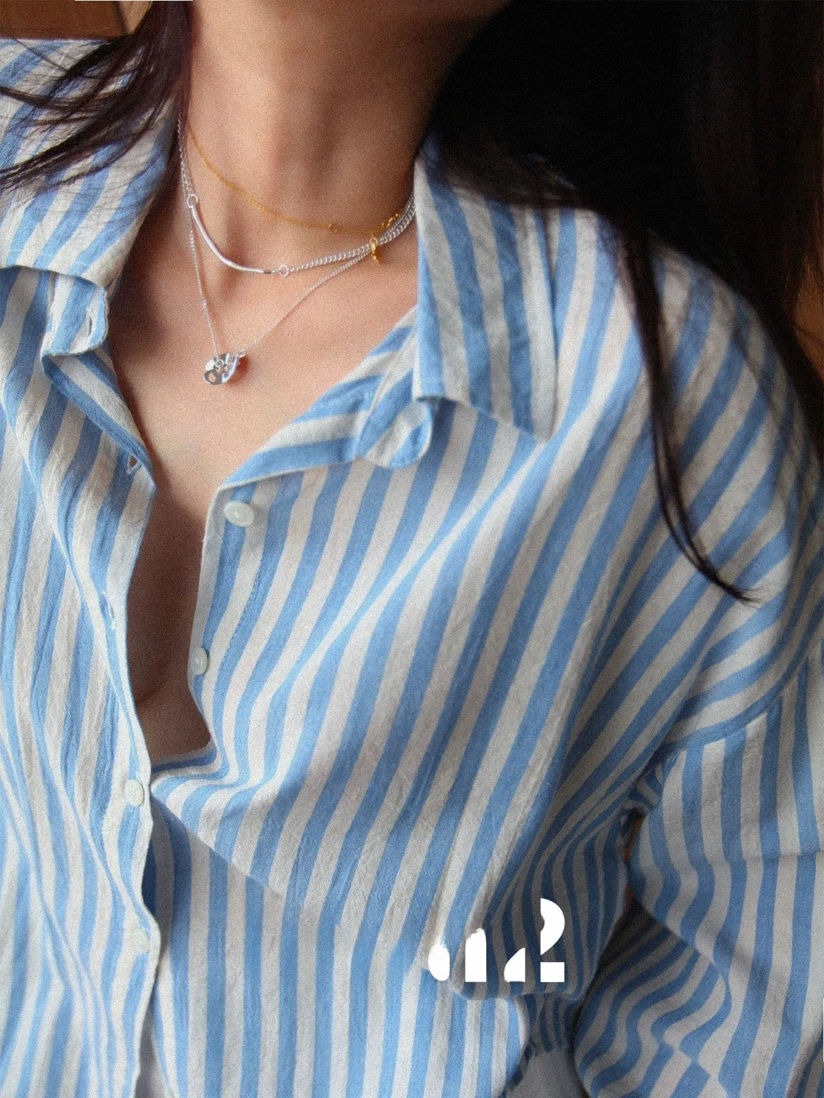 

Wuu2 Summer Unlimited Soft Blue Striped Cotton Linen Women's Loose Casual irt Breathable Lightweight Long Sve Collar