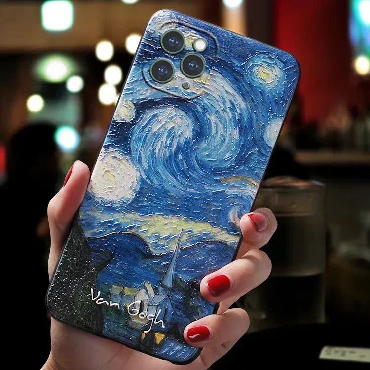 Art Phone Case For Apple iphone 17 Air 16 15 14 13 12 11 Pro Max Plus mini Case Cover Coque Shockproof Luxurious silicone