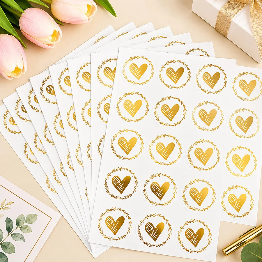200pcs/10 Sheets Transparent Heart Stickers, Self-Adhesive Envelope Seals for Gift Bags Wedding Invitation Cards DIY