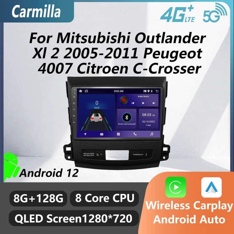 

2 Din Carplay Stereo for Mitsubishi Outlander Xl 2 2005-2011 Peugeot 4007 Citroen C-Crosser Android Car Radio Multimedia Player