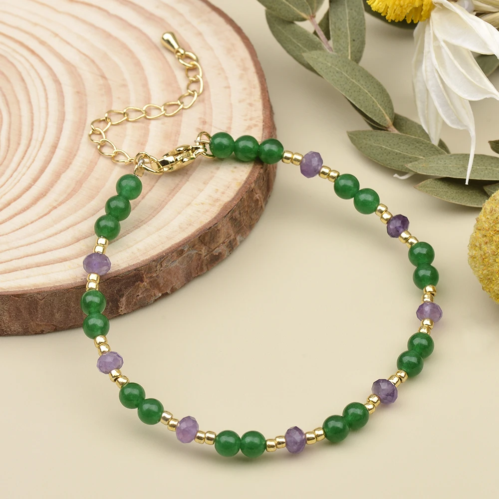 4MM Natural Stone Moonstone Rose Quartz Carnelian Rhodonite and Amethyst Beads Bracelets Wholesale Charm Bracelet For Women