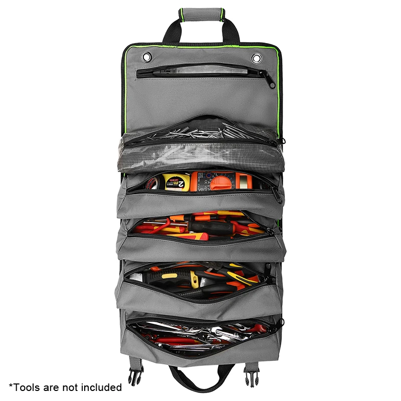 Roll-Up-Werkzeugtasche, Werkzeug-Organizer mit mehreren Taschen, 600 Denier, mit 6 Innentaschen, 68 x 36 cm, ideal für Handwerker, Elektriker – Detail 13