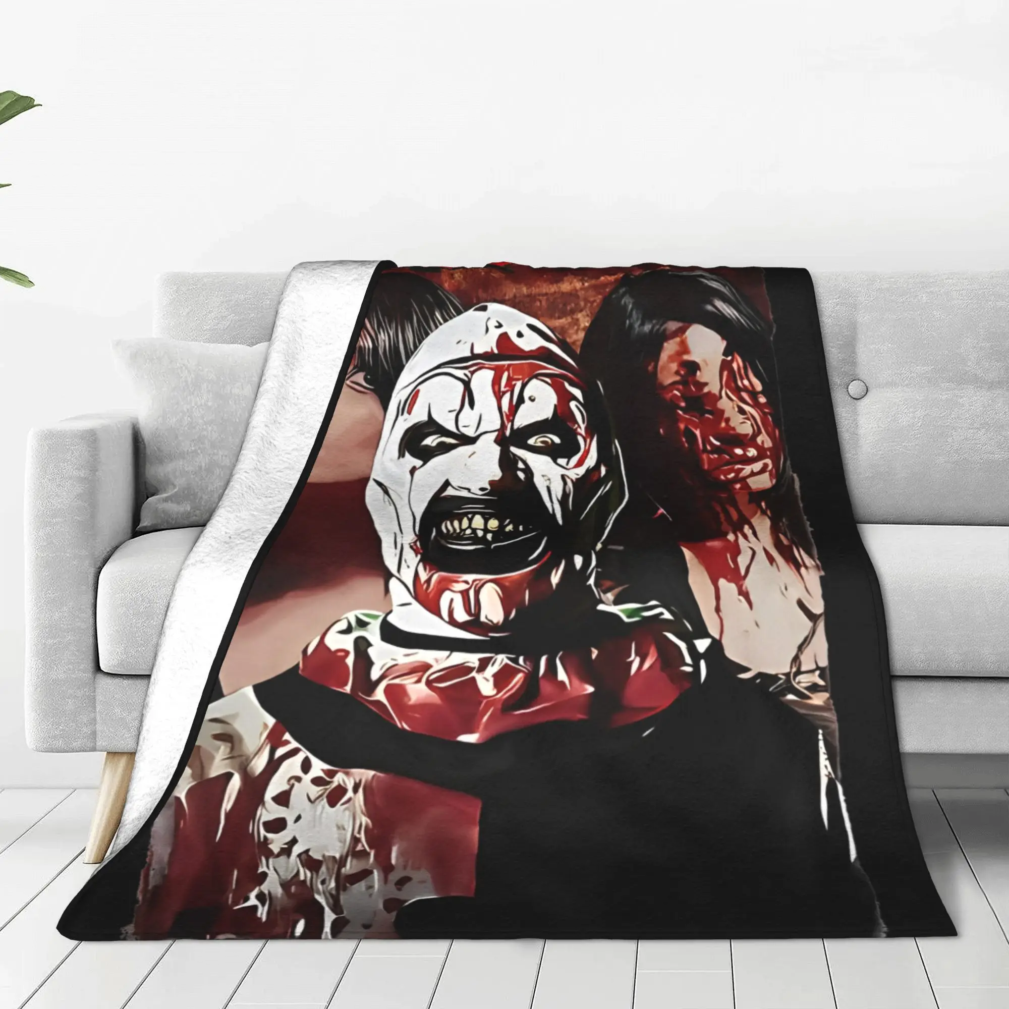 Terrifier Clown Chilling Film Blankets  Flannel Funny Warm Throw Blankets for Coverlet Spring Autumn