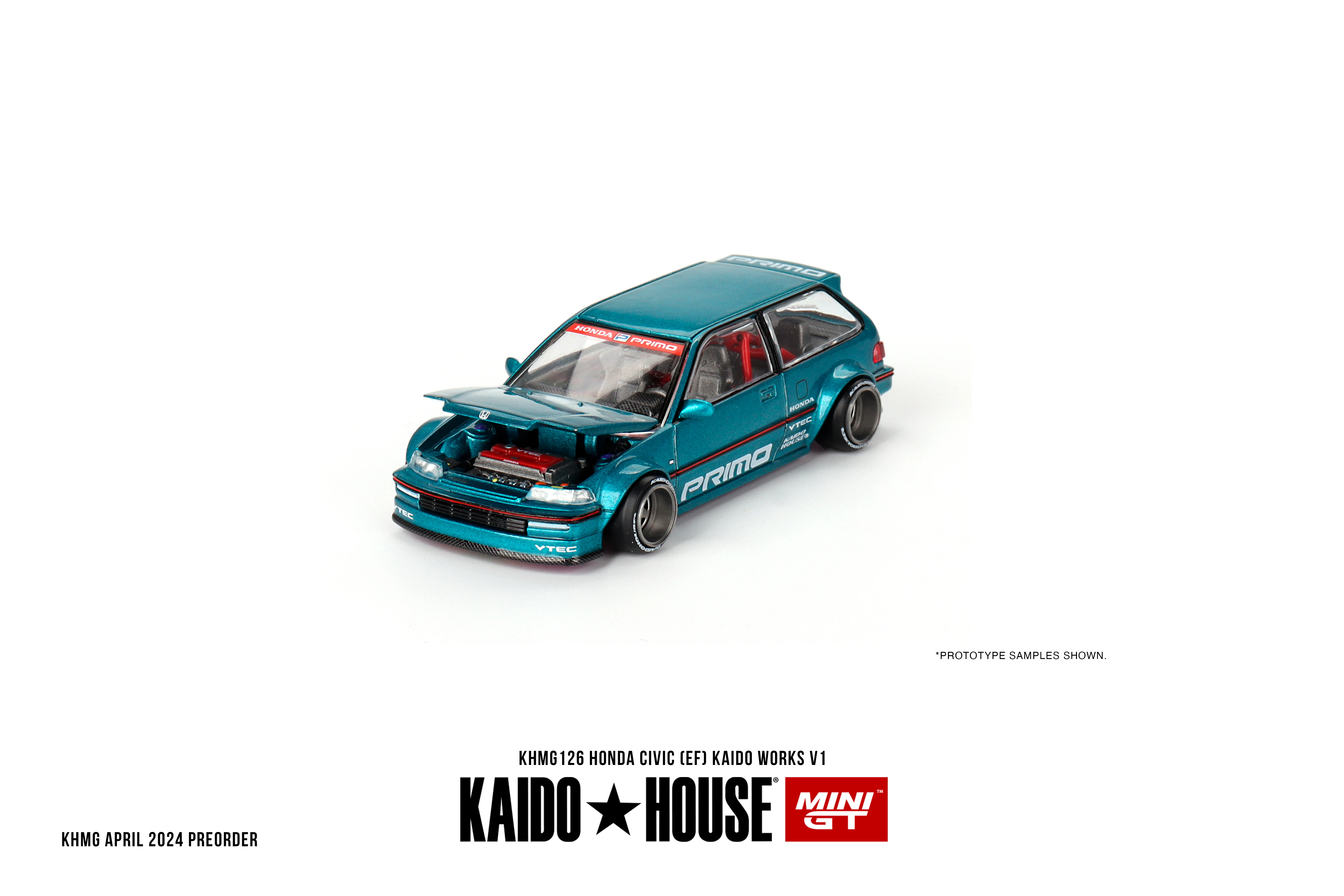 Kaido House+MINI GT1:64 Open front cover Honda Civic EF alloy die-cast miniature model,adult decoration,boy toy,children's gift