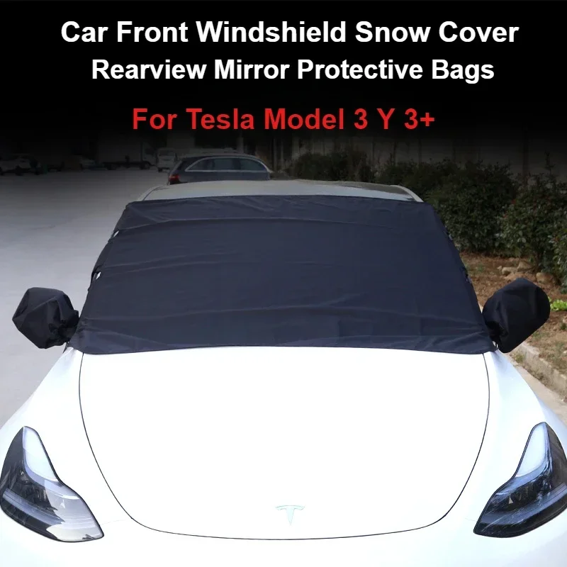 Car Front Windshield Snow Cover for Tesla Model 3 Y New Model3 Highland Waterproof Oxford Canvas Rearview Mirrors Covers Shelter