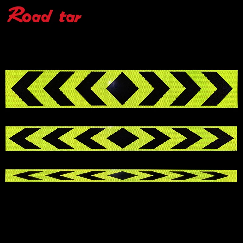 Roadstar 1Set=3Pieces Reflective Car Sticker with Arrow Printed Warning Tape for Car Truck Decals Road Safety