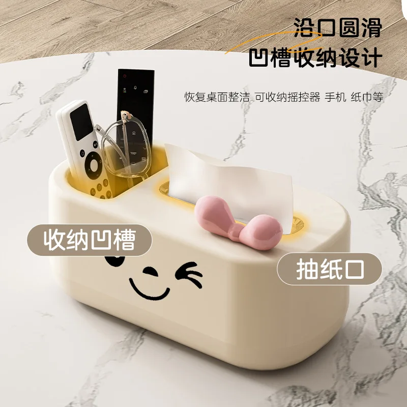 New Desktop Tissue Box, High-value Thickened Drop-resistant Pumping Carton, Household Ins Style Creative Belt Storage Tissue Box