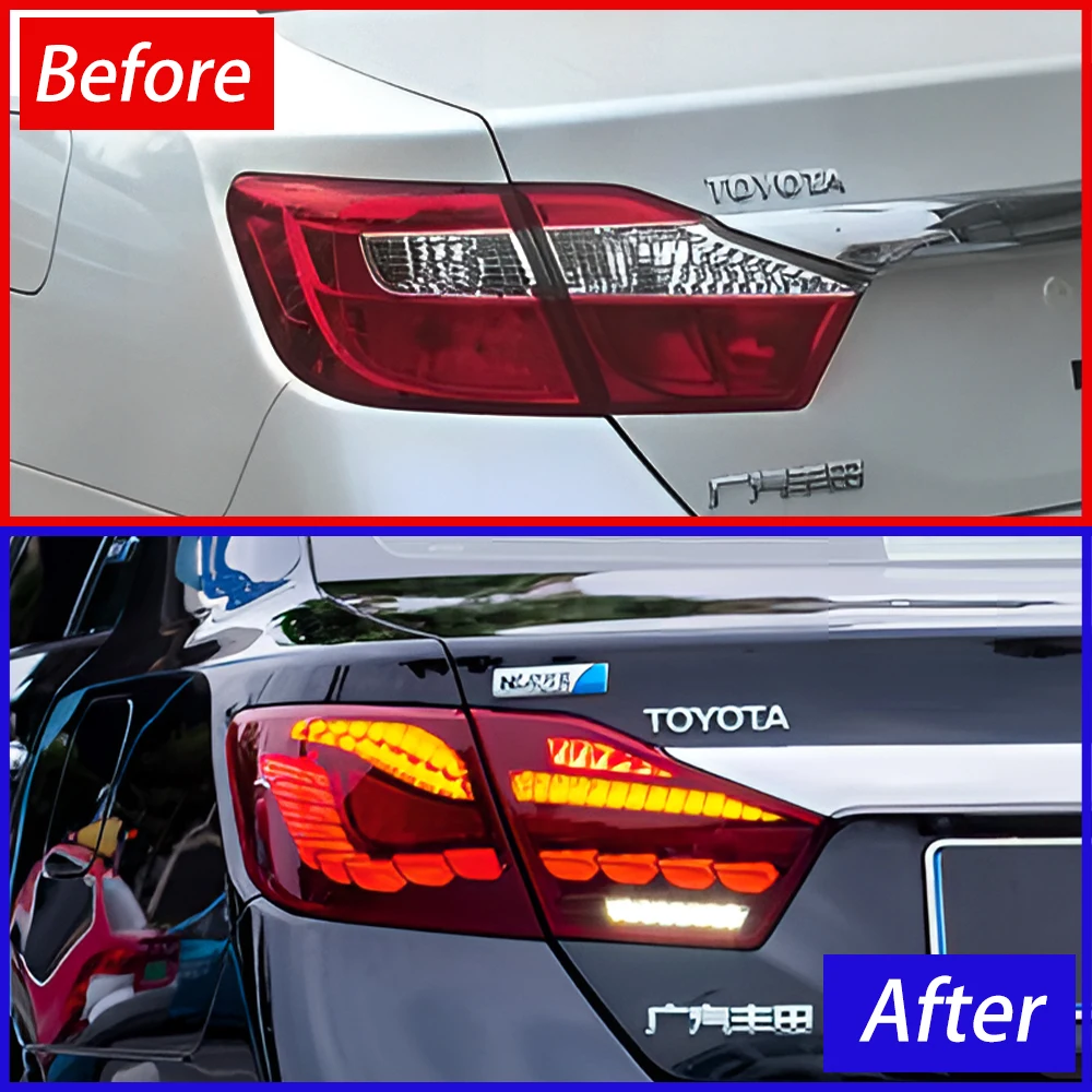 High Quality Dragon Scale Dynamic LED Car Taillights Assembly For Toyota Camry 2012-2014 Auto Rear Back Lamp Upgrade Accessories