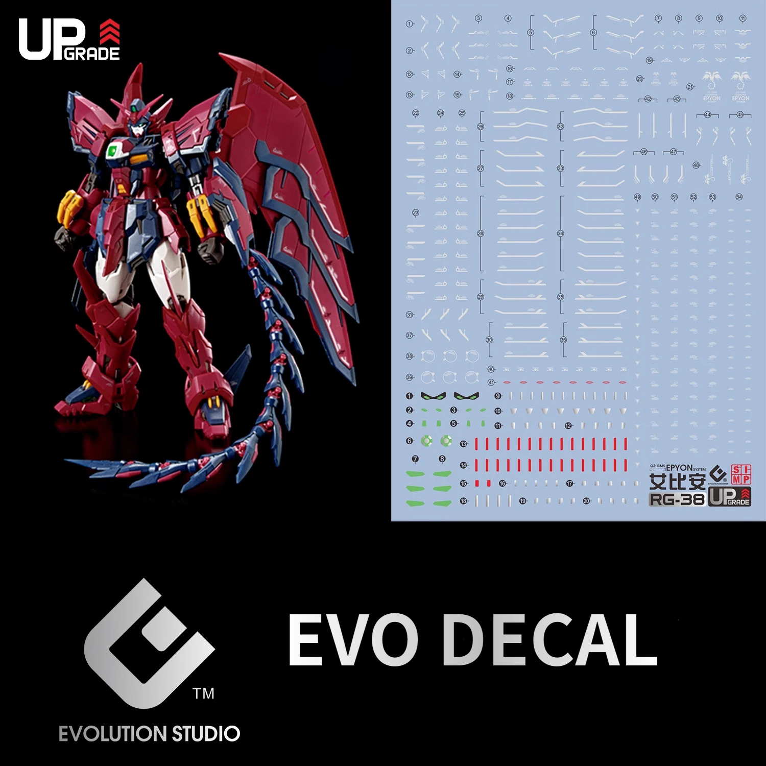 

EVO RG-38 Water Slide Decals RG 1/144 OZ-13MS Epyon Wing Assembly Model DIY Hobby Upgrade Accessories